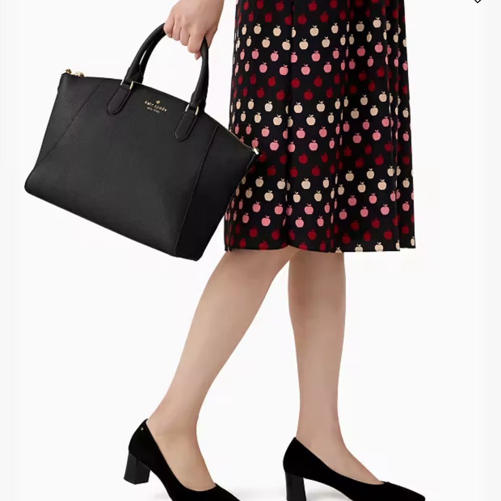 Kate Spade *Parker* black leather medium satchel classic crossbody bag K8214 - Picture 2 of 8
